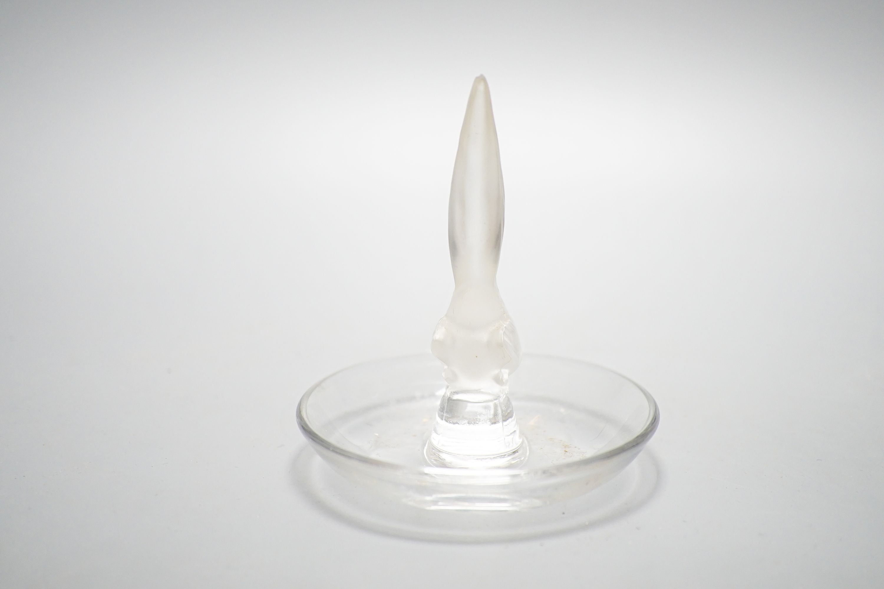 A Lalique glass pin tray, height 11cm